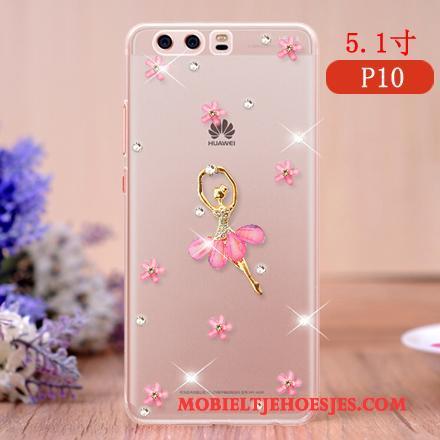 Huawei P10 Mobiele Telefoon Hanger Scheppend Hoes Anti-fall Roze Hoesje Telefoon