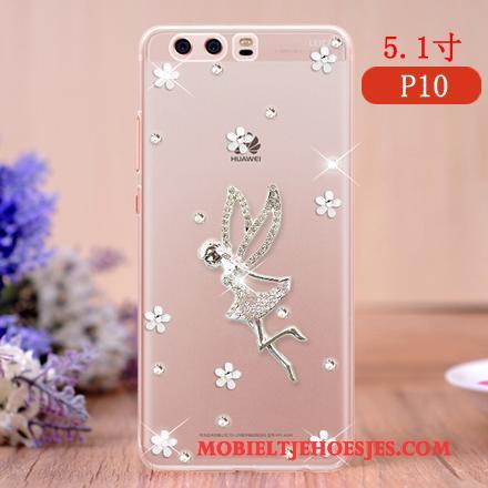 Huawei P10 Mobiele Telefoon Hanger Scheppend Hoes Anti-fall Roze Hoesje Telefoon