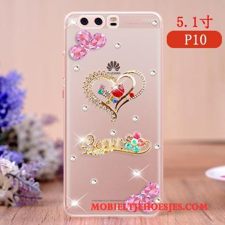 Huawei P10 Mobiele Telefoon Hanger Scheppend Hoes Anti-fall Roze Hoesje Telefoon