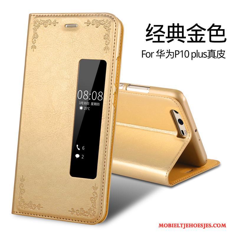 Huawei P10 Plus All Inclusive Rood Hoesje Telefoon Anti-fall Leren Etui Echt Leer Folio
