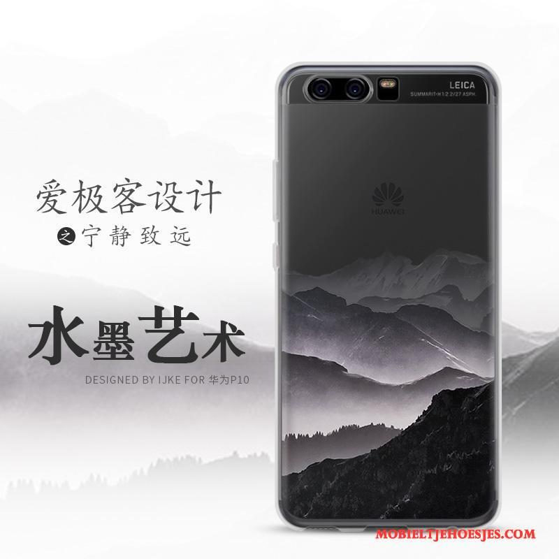 Huawei P10 Plus Bescherming Hoesje Landschap Siliconen Zwart Zacht Mobiele Telefoon