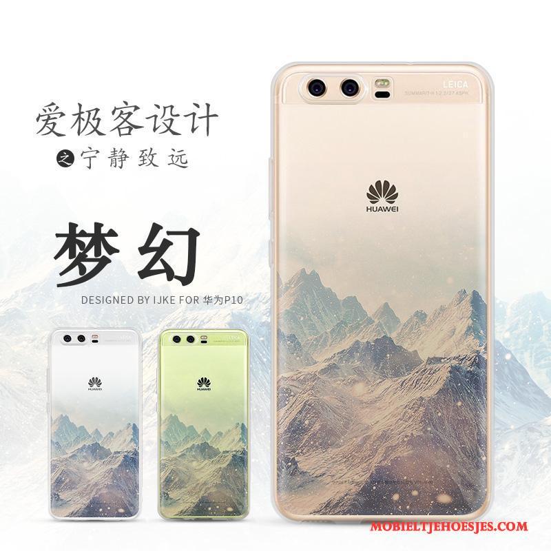 Huawei P10 Plus Bescherming Hoesje Landschap Siliconen Zwart Zacht Mobiele Telefoon