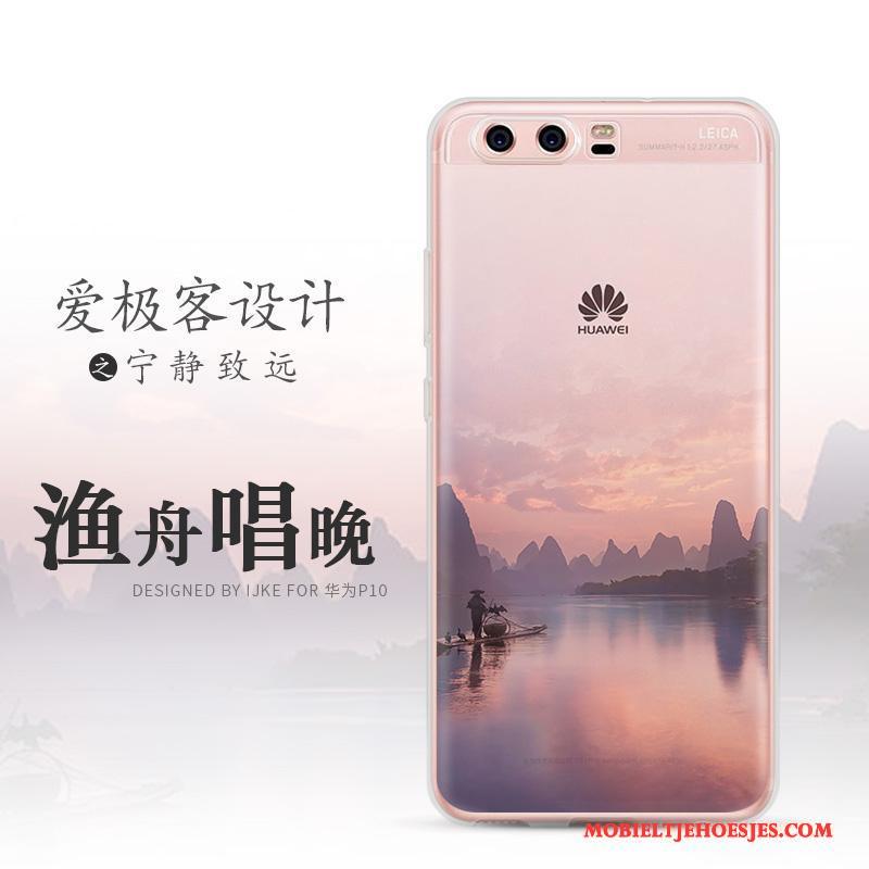 Huawei P10 Plus Bescherming Hoesje Landschap Siliconen Zwart Zacht Mobiele Telefoon