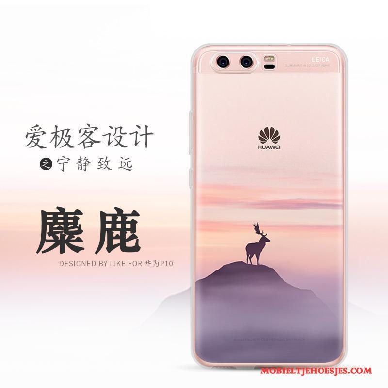 Huawei P10 Plus Bescherming Hoesje Landschap Siliconen Zwart Zacht Mobiele Telefoon