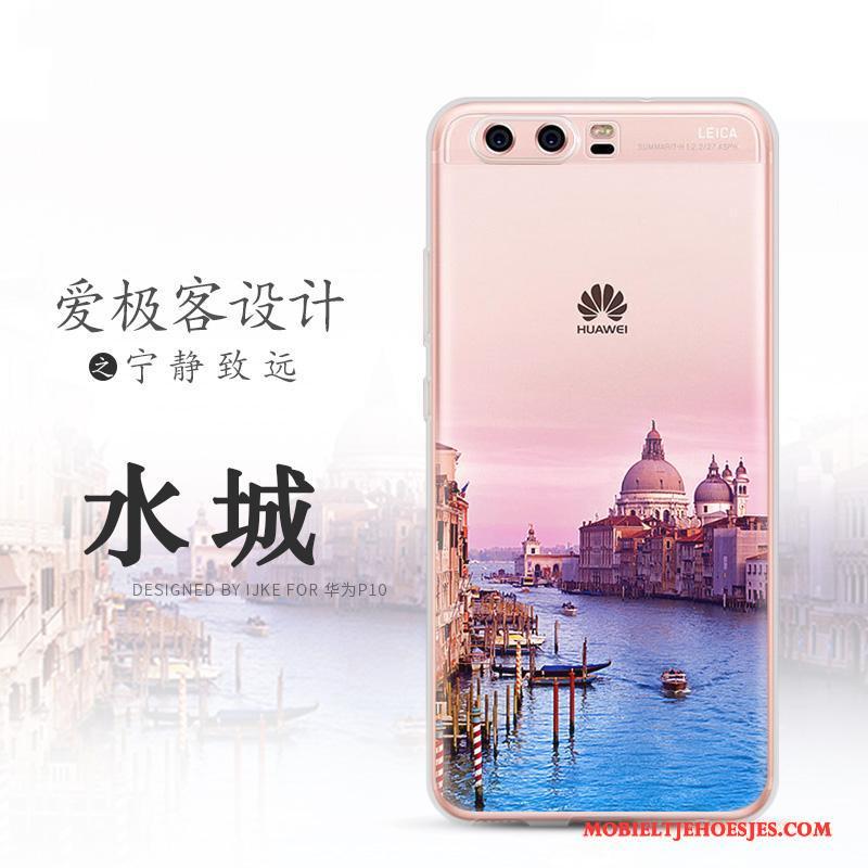 Huawei P10 Plus Bescherming Hoesje Landschap Siliconen Zwart Zacht Mobiele Telefoon