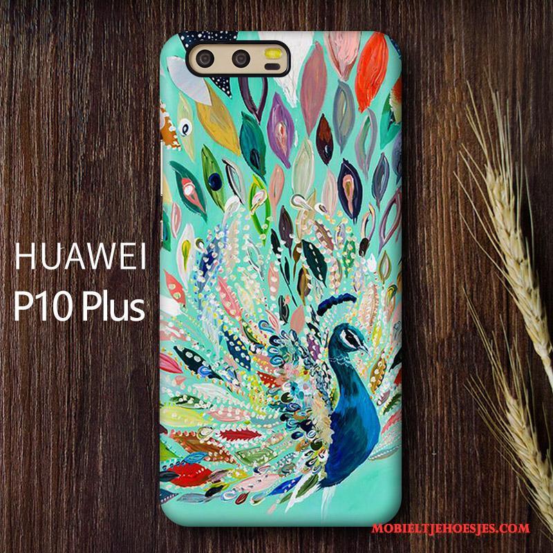 Huawei P10 Plus Bescherming Pauwen Groen Anti-fall Schrobben Hoesje Telefoon Mobiele Telefoon