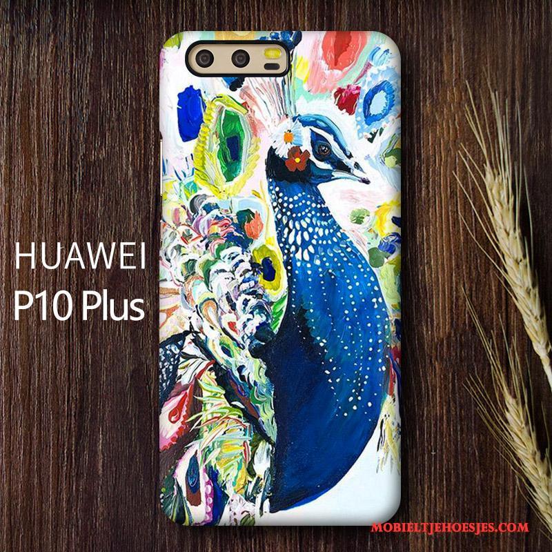 Huawei P10 Plus Bescherming Pauwen Groen Anti-fall Schrobben Hoesje Telefoon Mobiele Telefoon