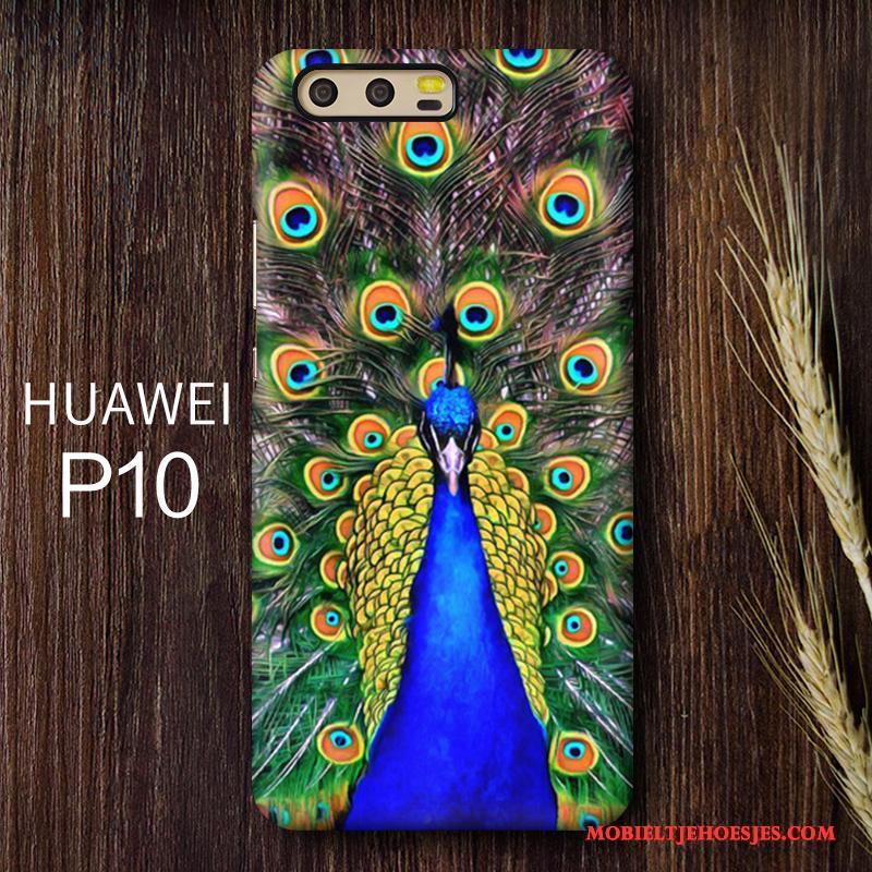 Huawei P10 Plus Bescherming Pauwen Groen Anti-fall Schrobben Hoesje Telefoon Mobiele Telefoon