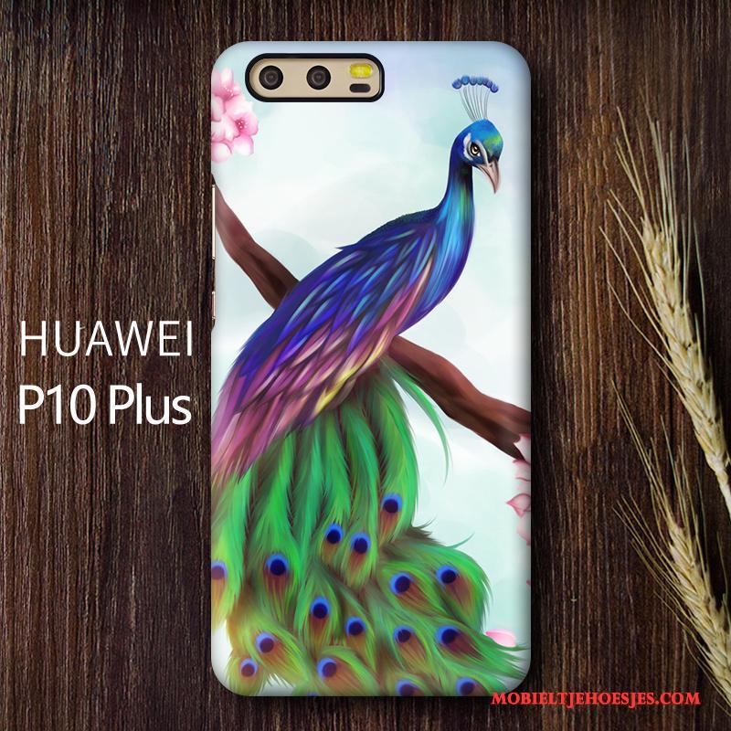 Huawei P10 Plus Bescherming Pauwen Groen Anti-fall Schrobben Hoesje Telefoon Mobiele Telefoon