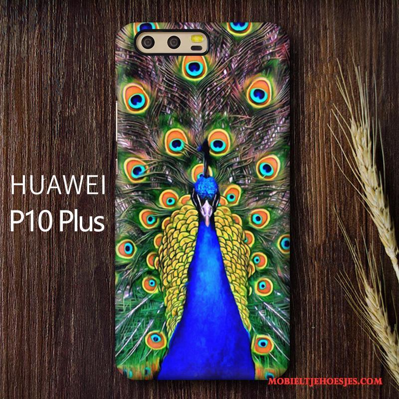 Huawei P10 Plus Bescherming Pauwen Groen Anti-fall Schrobben Hoesje Telefoon Mobiele Telefoon