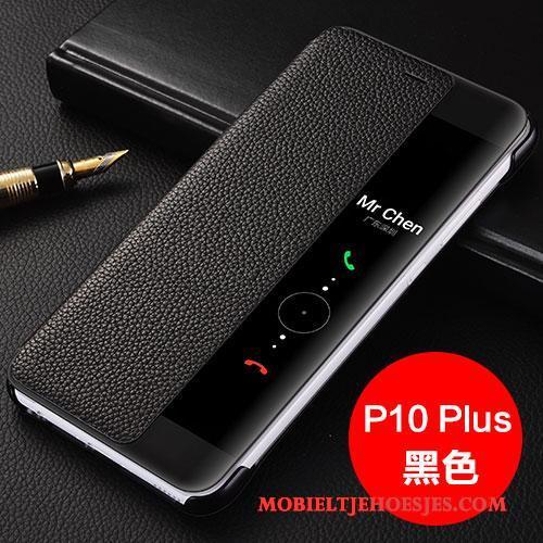 Huawei P10 Plus Bruin Hoesje Telefoon Leren Etui Folio Echt Leer Bescherming