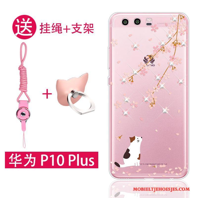 Huawei P10 Plus Doorzichtig Hoes Roze Hanger Trend Hoesje Telefoon Zacht