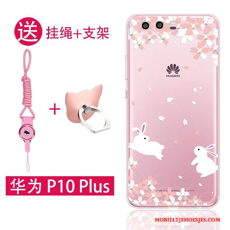 Huawei P10 Plus Doorzichtig Hoes Roze Hanger Trend Hoesje Telefoon Zacht