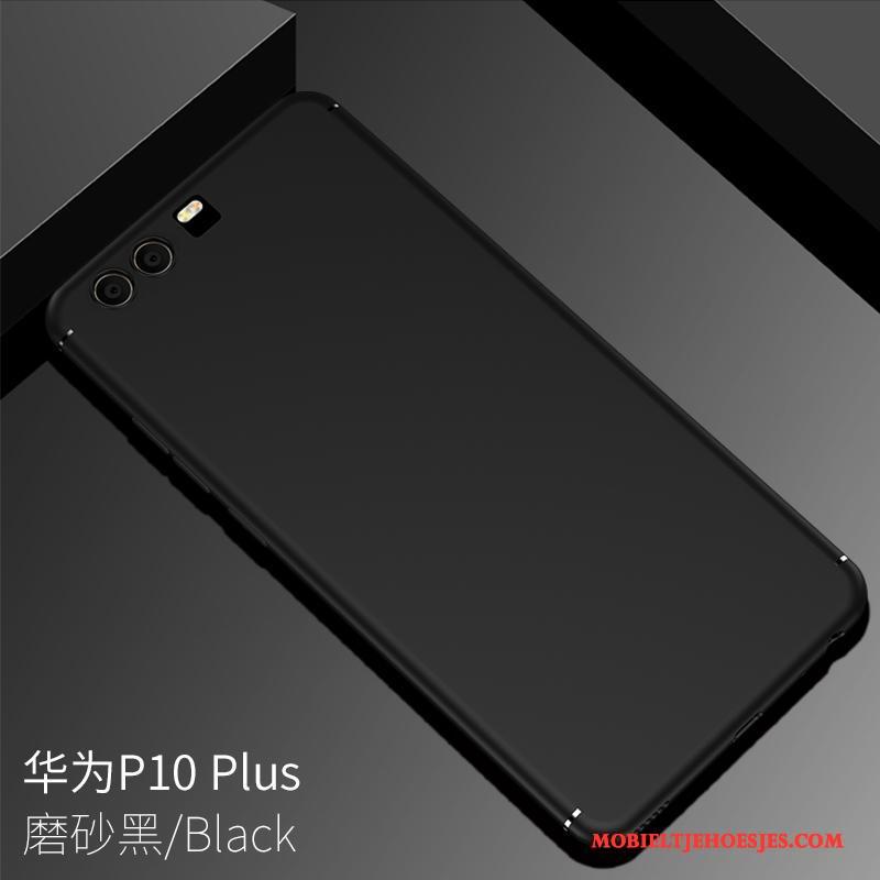 Huawei P10 Plus Dun Hoesje Zwart Siliconen Schrobben Skärmskydd Telefoon