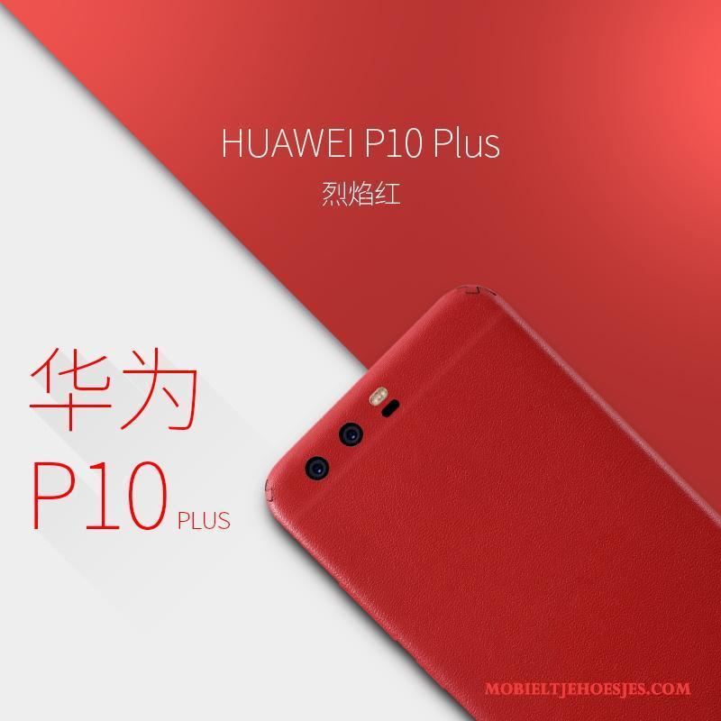 Huawei P10 Plus Dun Skärmskydd Rood Bescherming Hoes Hoesje Telefoon Leren Etui