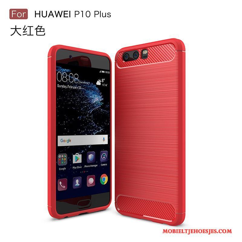 Huawei P10 Plus Fiber Bescherming Hoesje Telefoon Schrobben Blauw Zacht Siliconen