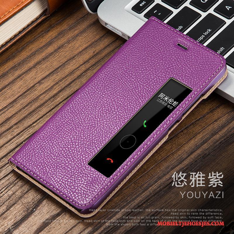 Huawei P10 Plus Hoes Folio Leren Etui Hoesje Telefoon All Inclusive Anti-fall Purper