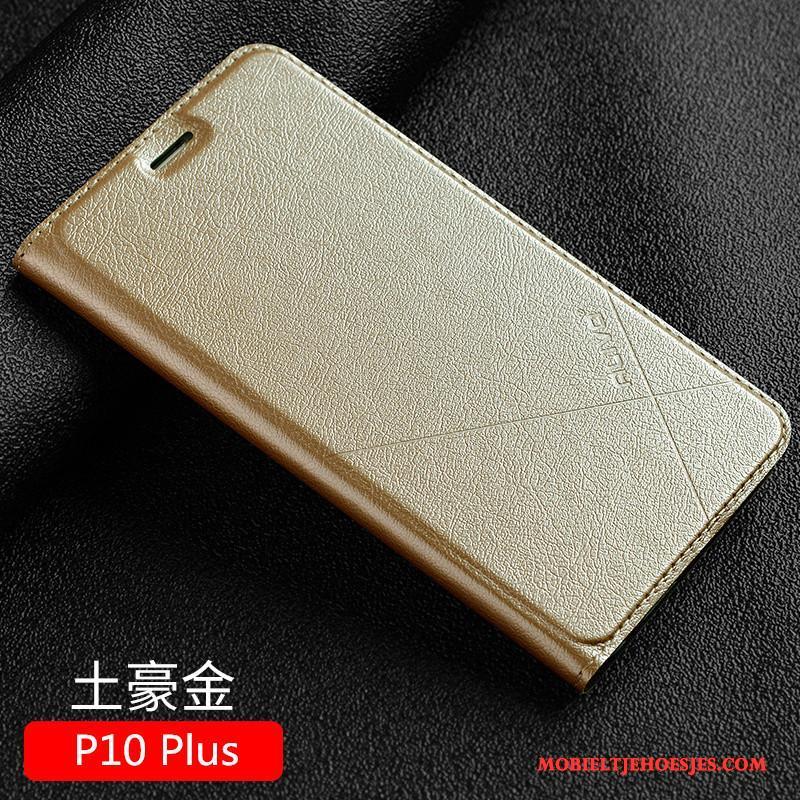 Huawei P10 Plus Hoes Hoesje Bescherming Rose Goud Anti-fall Clamshell Leren Etui