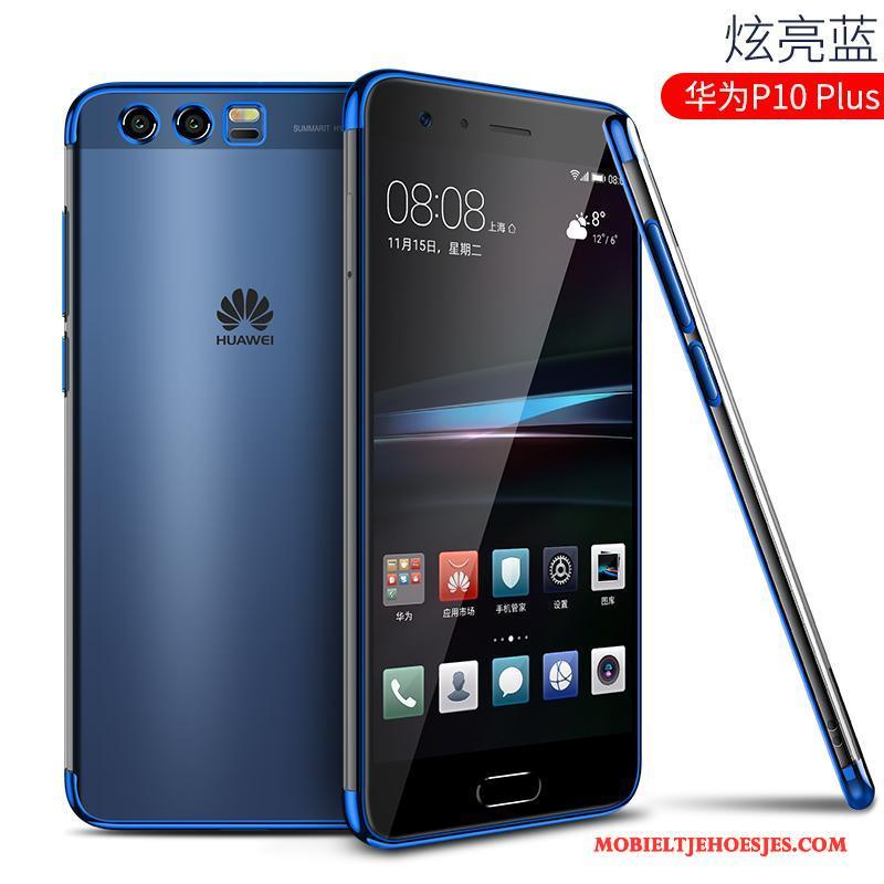 Huawei P10 Plus Hoesje Hoes Doorzichtig Anti-fall Trend Scheppend Blauw Siliconen
