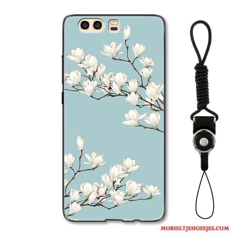 Huawei P10 Plus Hoesje Kunst Bloemen Anti-fall Bescherming Groen Hoes Vers