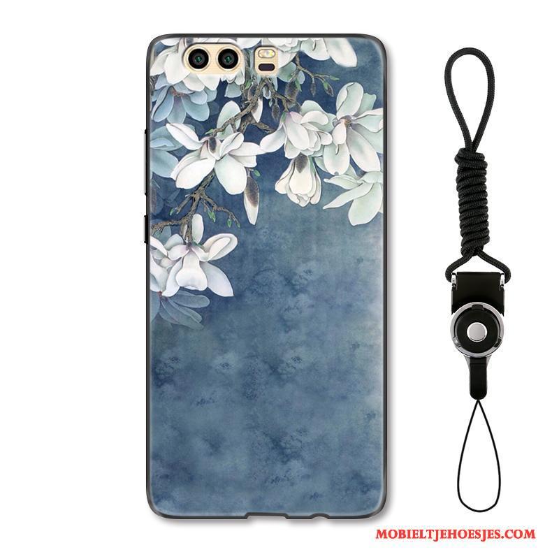 Huawei P10 Plus Hoesje Kunst Bloemen Anti-fall Bescherming Groen Hoes Vers