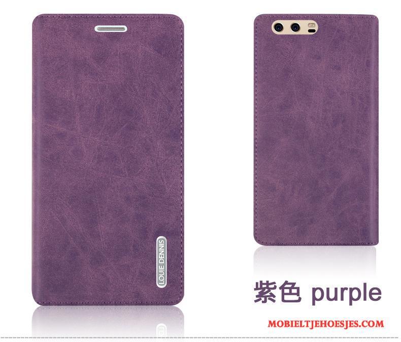 Huawei P10 Plus Hoesje Leren Etui Mobiele Telefoon Achterklep Anti-fall Clamshell Bescherming Purper