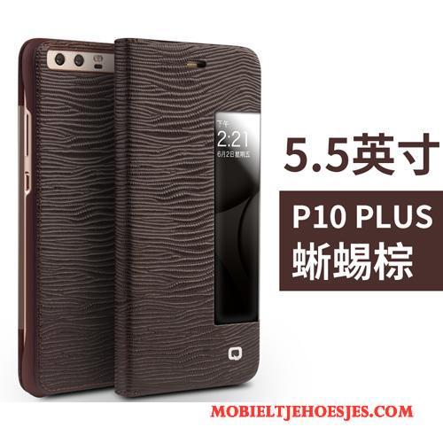Huawei P10 Plus Hoesje Mobiele Telefoon Winterslaap Bescherming Zwart Bedrijf Leren Etui Folio