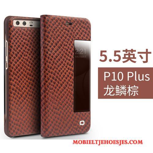 Huawei P10 Plus Hoesje Mobiele Telefoon Winterslaap Bescherming Zwart Bedrijf Leren Etui Folio