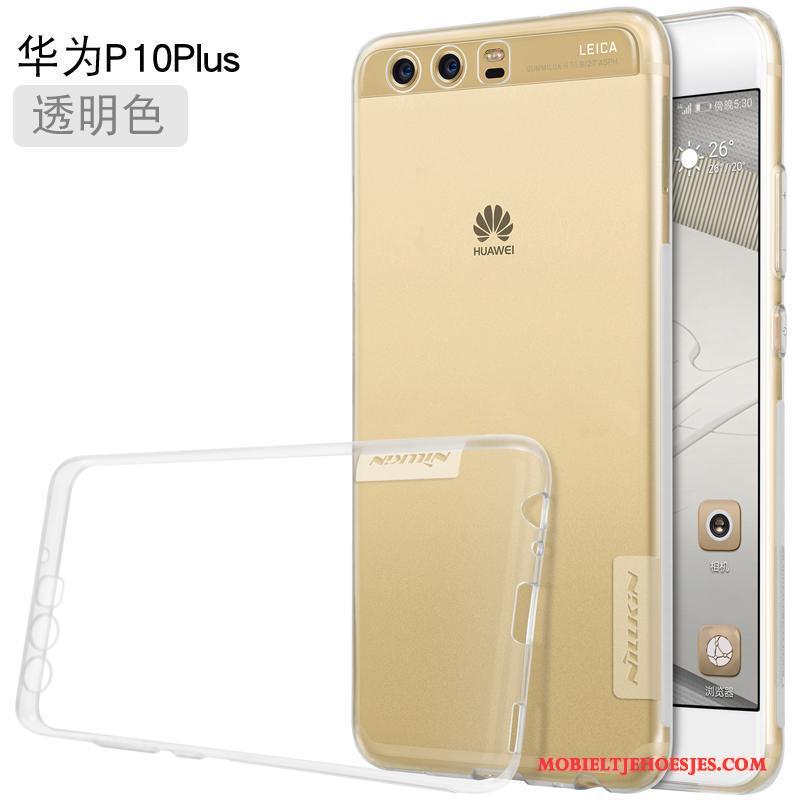 Huawei P10 Plus Hoesje Telefoon Dun Bescherming Mobiele Telefoon Grijs Goud Doorzichtig