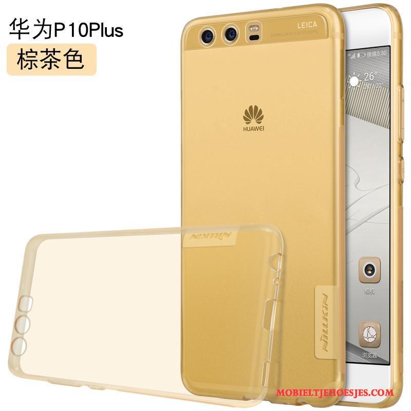 Huawei P10 Plus Hoesje Telefoon Dun Bescherming Mobiele Telefoon Grijs Goud Doorzichtig