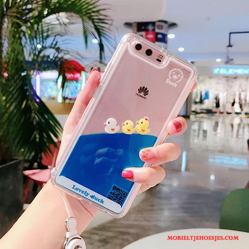 Huawei P10 Plus Hoesje Telefoon Mooie Blauw Stromen Eend Scheppend Spotprent