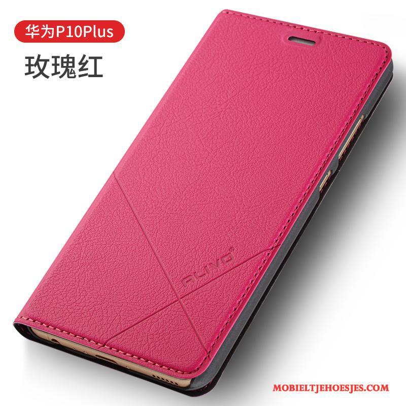 Huawei P10 Plus Rood Leren Etui Hoesje Telefoon Clamshell Anti-fall Bescherming