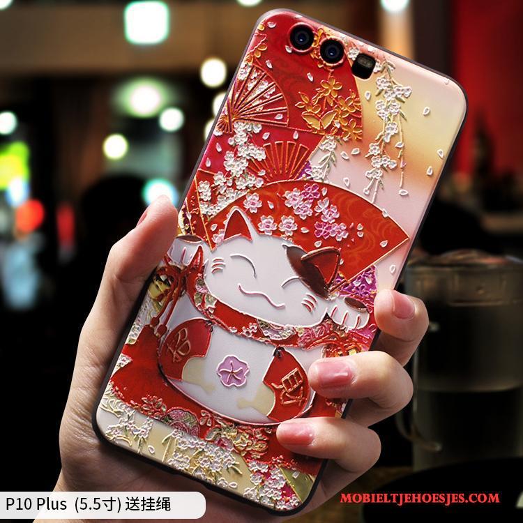 Huawei P10 Plus Rood Siliconen Hoes Kat Hoesje Telefoon Scheppend All Inclusive