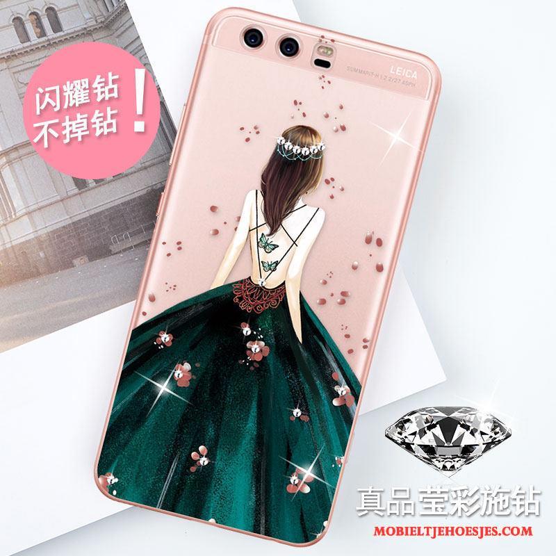 Huawei P10 Plus Siliconen Persoonlijk Rose Goud Hoesje Telefoon All Inclusive Met Strass Scheppend