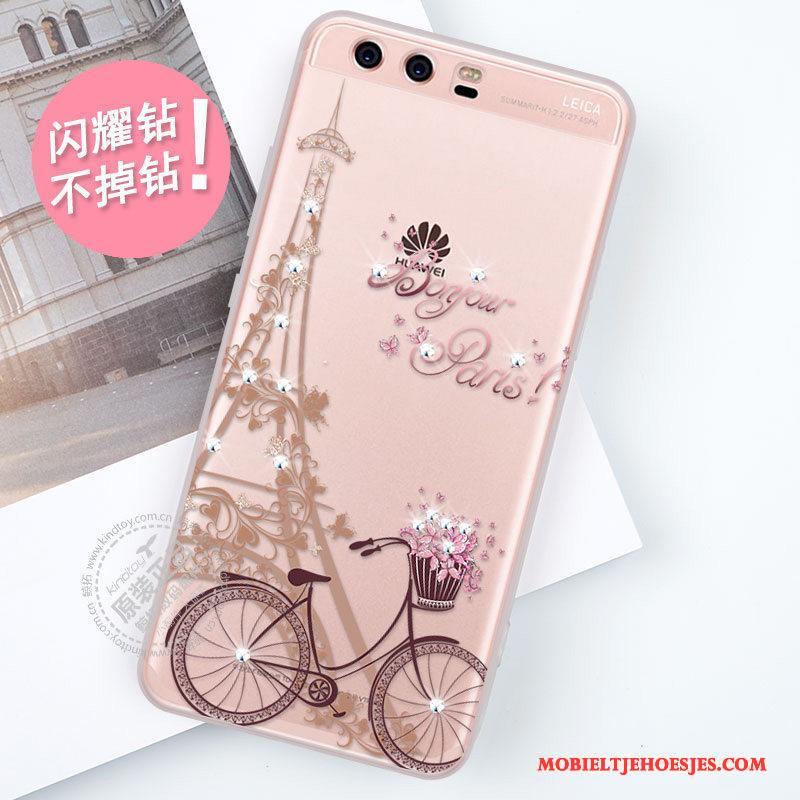 Huawei P10 Plus Siliconen Persoonlijk Rose Goud Hoesje Telefoon All Inclusive Met Strass Scheppend