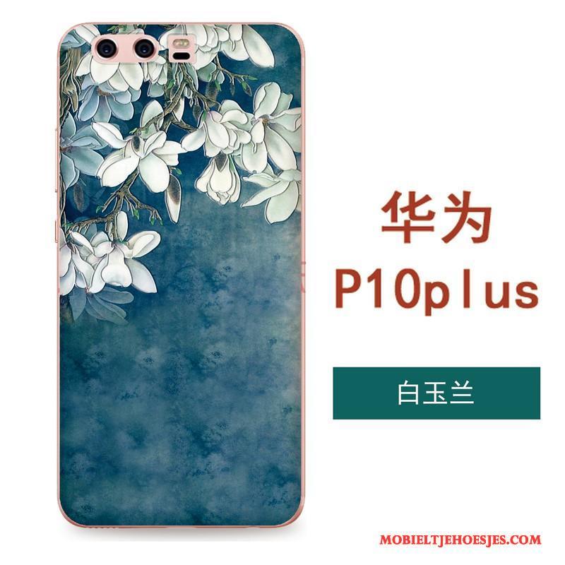 Huawei P10 Plus Siliconen Zacht All Inclusive Bloemen Kunst Hanger Hoesje Telefoon