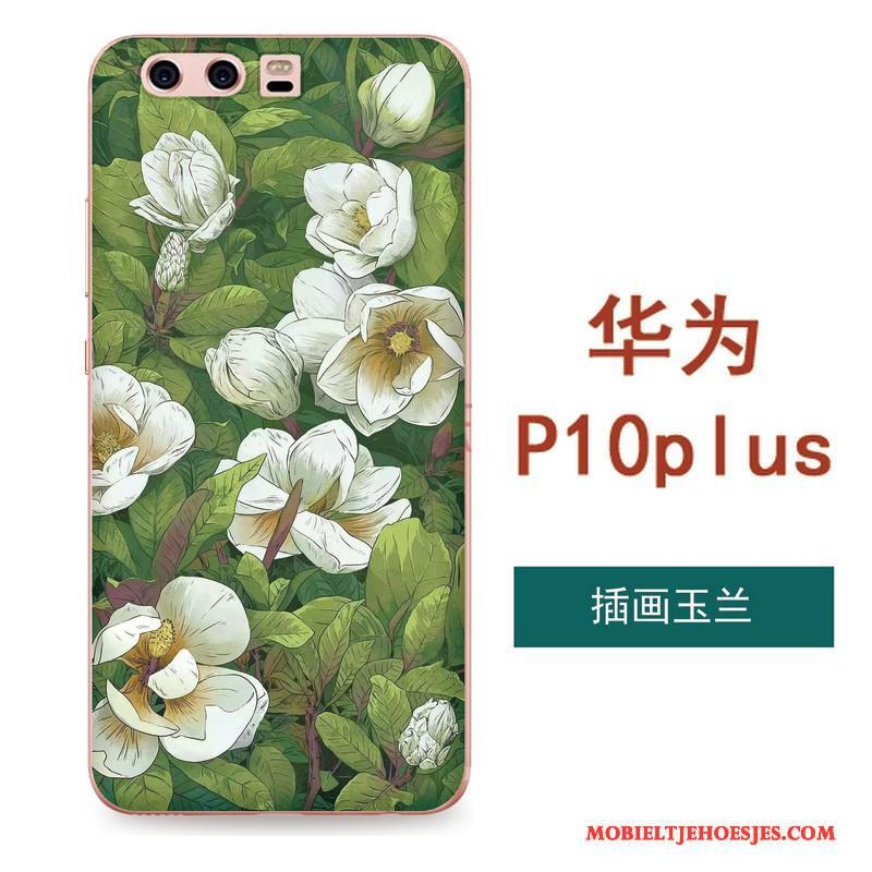 Huawei P10 Plus Siliconen Zacht All Inclusive Bloemen Kunst Hanger Hoesje Telefoon