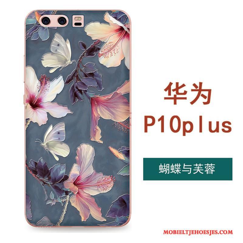 Huawei P10 Plus Siliconen Zacht All Inclusive Bloemen Kunst Hanger Hoesje Telefoon