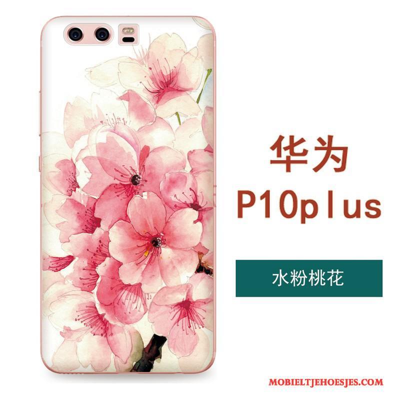 Huawei P10 Plus Siliconen Zacht All Inclusive Bloemen Kunst Hanger Hoesje Telefoon