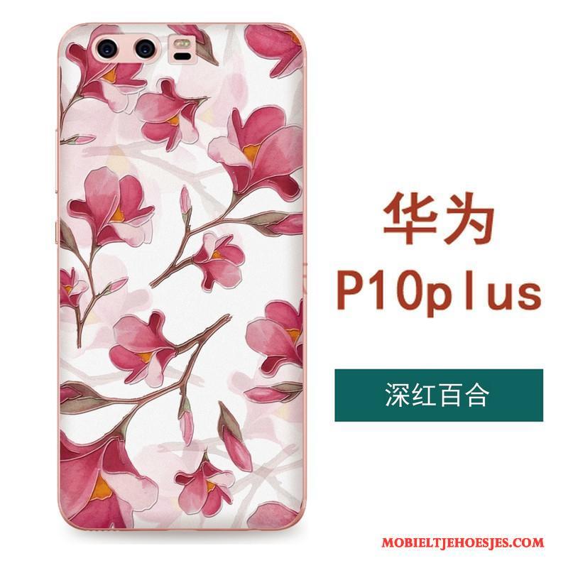 Huawei P10 Plus Siliconen Zacht All Inclusive Bloemen Kunst Hanger Hoesje Telefoon