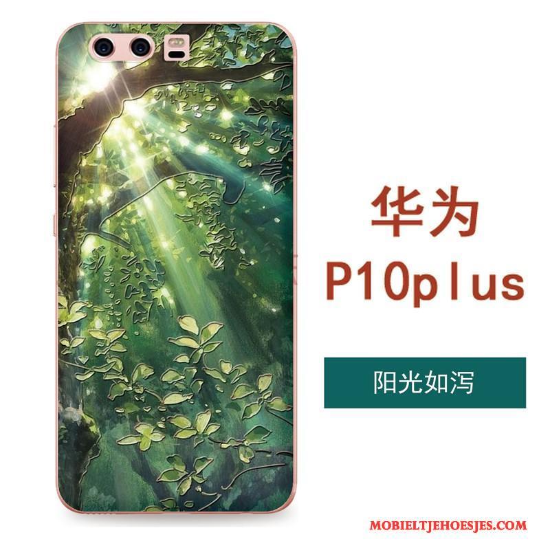 Huawei P10 Plus Siliconen Zacht All Inclusive Bloemen Kunst Hanger Hoesje Telefoon