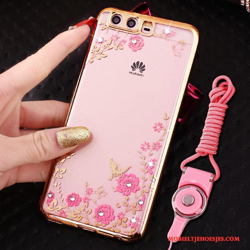 Huawei P10 Rose Goud Anti-fall Spotprent Zacht Persoonlijk Mooie Hoesje Telefoon
