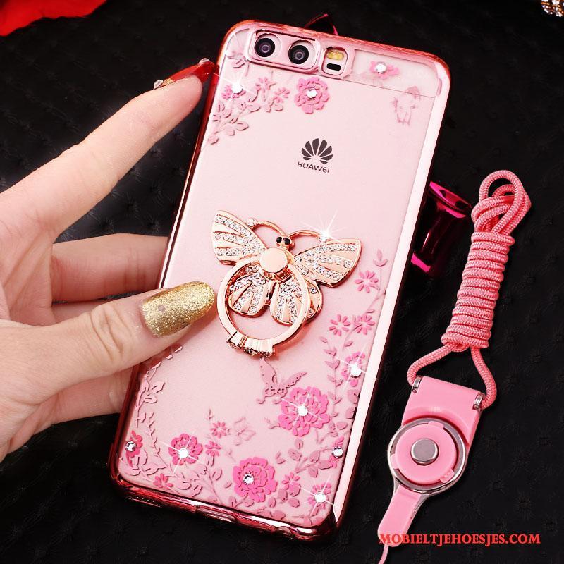 Huawei P10 Rose Goud Anti-fall Spotprent Zacht Persoonlijk Mooie Hoesje Telefoon