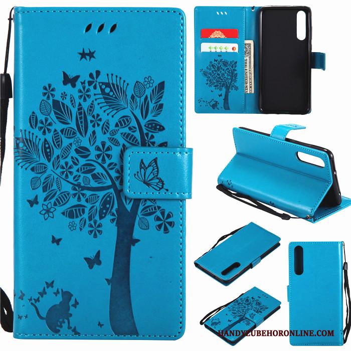 Huawei P20 Folio All Inclusive Bescherming Hoesje Telefoon Leren Etui Blauw Anti-fall