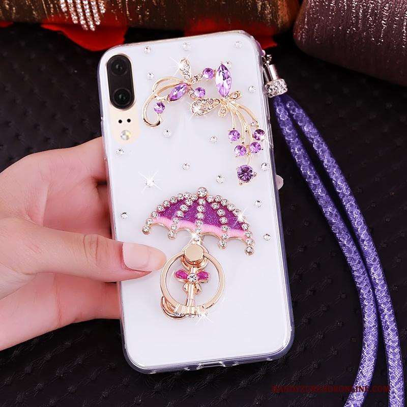 Huawei P20 Hoes Hanger Hemming Met Strass Bescherming Zacht Hoesje Telefoon