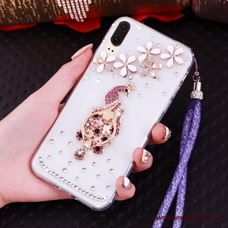 Huawei P20 Hoes Hanger Hemming Met Strass Bescherming Zacht Hoesje Telefoon