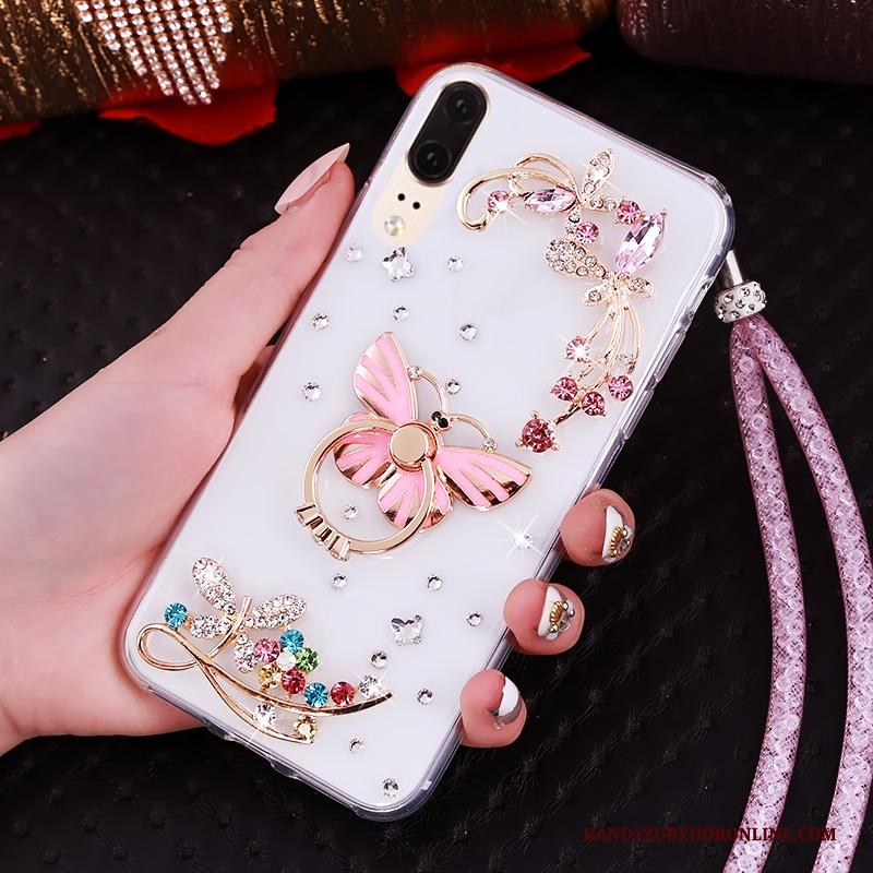 Huawei P20 Hoes Hanger Hemming Met Strass Bescherming Zacht Hoesje Telefoon