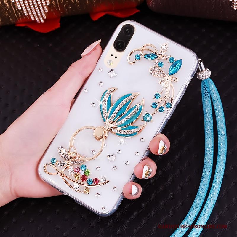 Huawei P20 Hoes Hanger Hemming Met Strass Bescherming Zacht Hoesje Telefoon