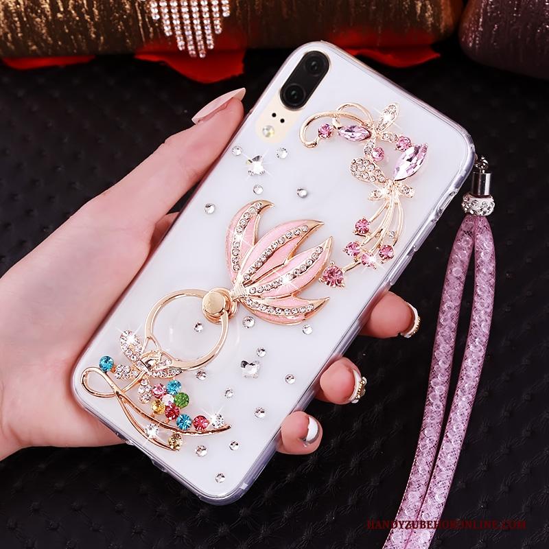 Huawei P20 Hoes Hanger Hemming Met Strass Bescherming Zacht Hoesje Telefoon