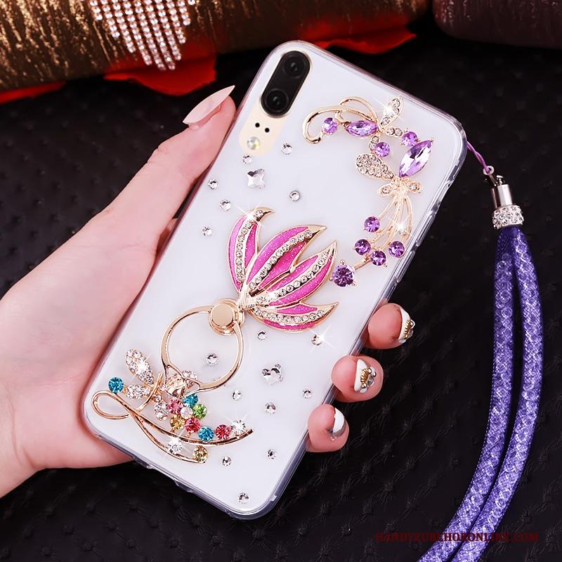 Huawei P20 Hoes Hanger Hemming Met Strass Bescherming Zacht Hoesje Telefoon